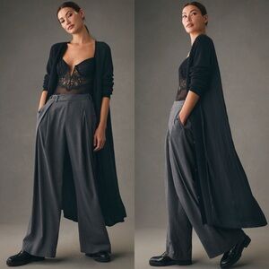 Anthropologie / NWT Long Twofer Cardigan Sweater in Black